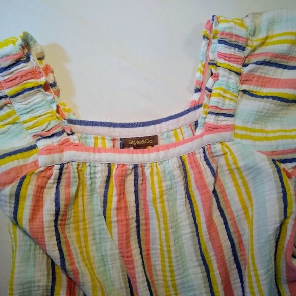 Style & Co. Tops - NWOT   Style & Co   M    100% cotton top  multi-color stripes